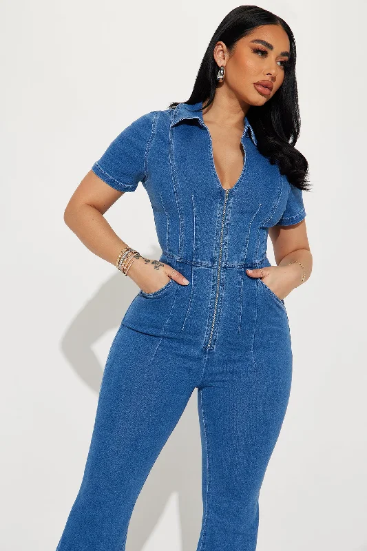 Can't Be Tamed Denim Jumpsuit - Medium Wash