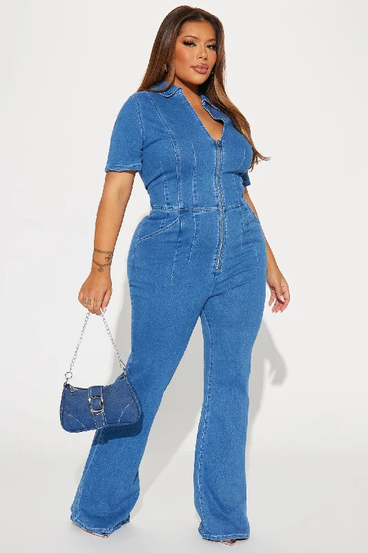 Can't Be Tamed Denim Jumpsuit - Medium Wash