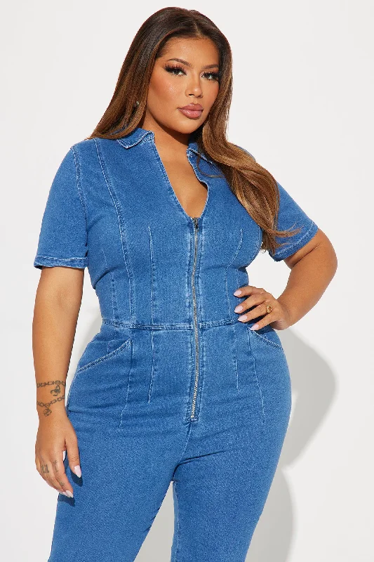 Can't Be Tamed Denim Jumpsuit - Medium Wash