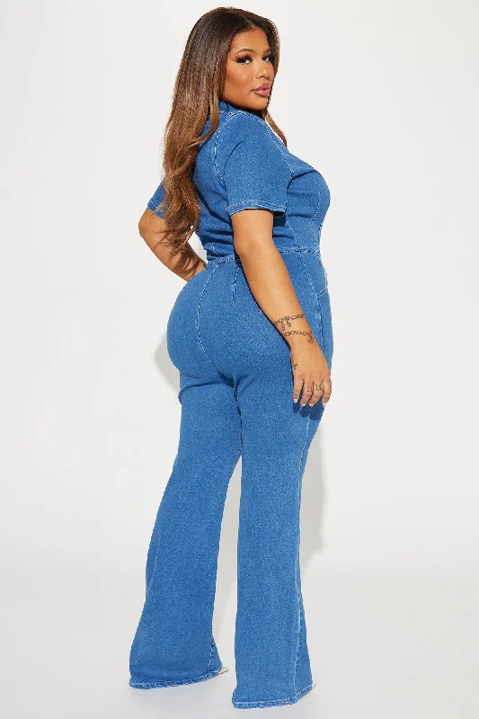 Can't Be Tamed Denim Jumpsuit - Medium Wash