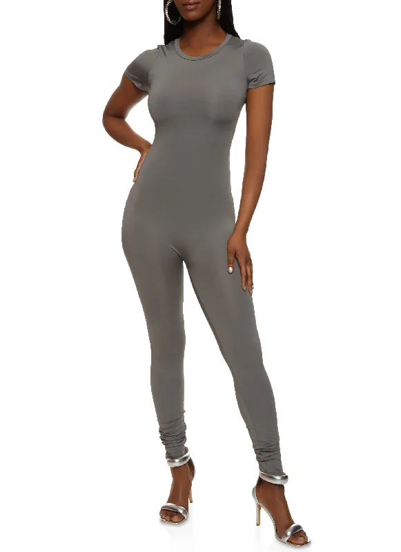 Short Sleeve Crew Neck Jumpsuit