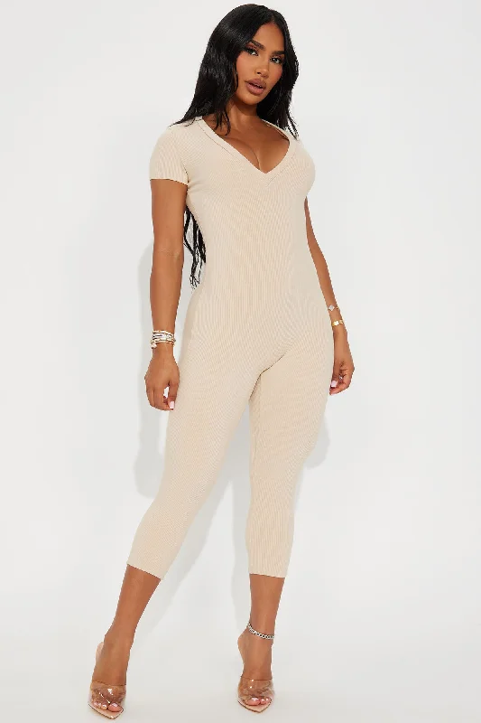 Everly Snatched Capri Jumpsuit - Cream