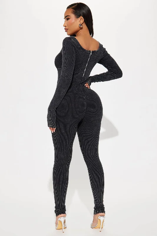 Going On And On Jumpsuit - Charcoal