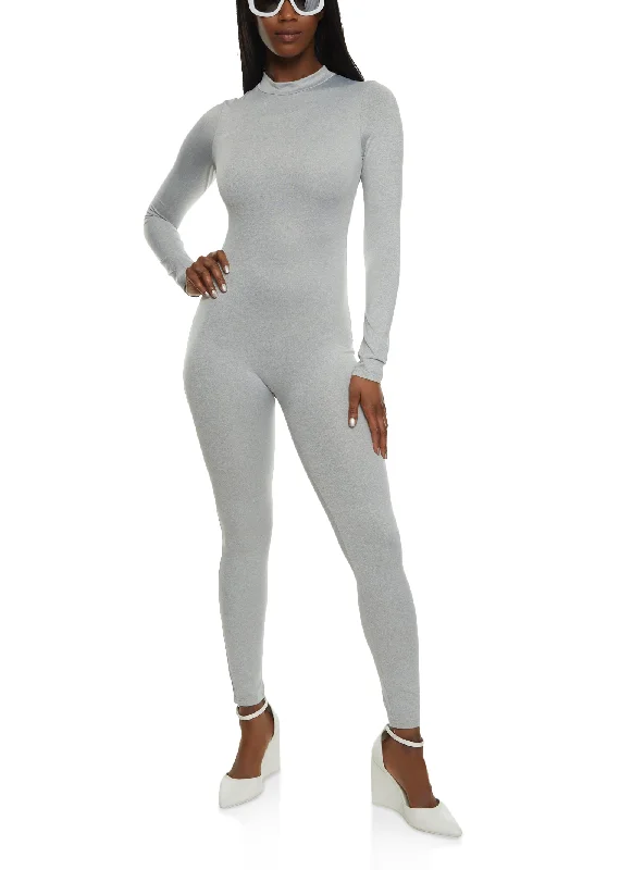 Mock Neck Zip Back Long Sleeve Catsuit