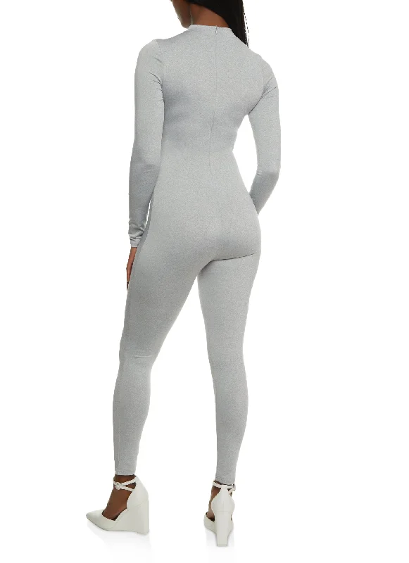 Mock Neck Zip Back Long Sleeve Catsuit