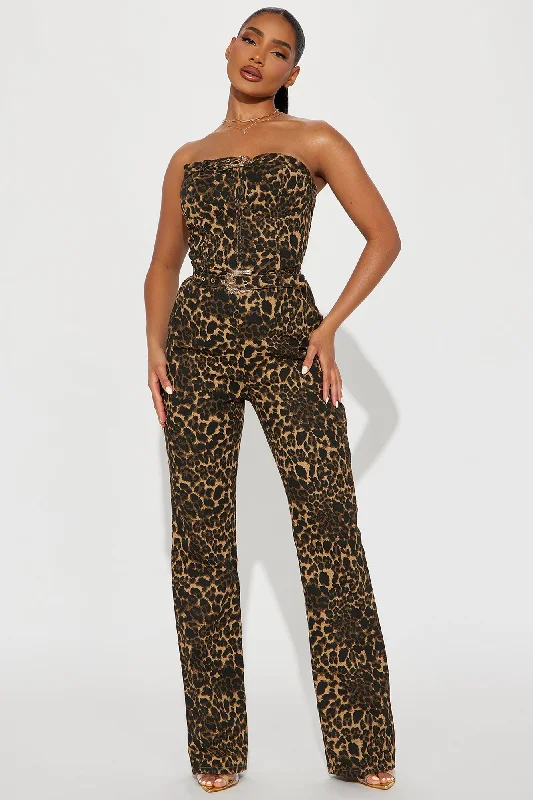 Hotlanta Leopard Jumpsuit - Brown/combo