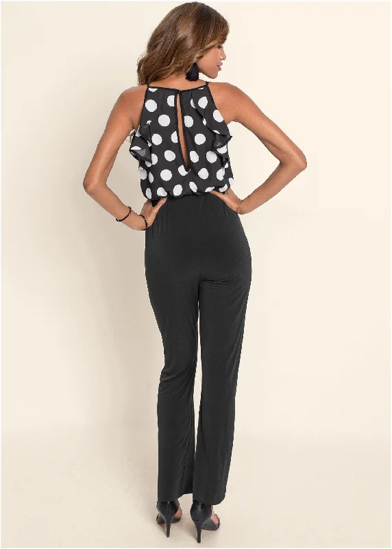 Polka-dot jumpsuit - Black & White