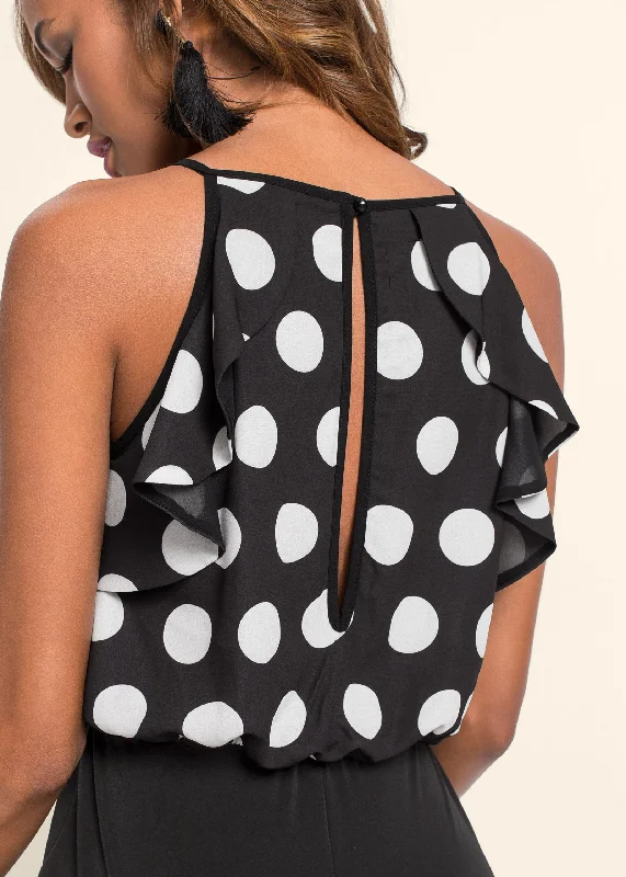 Polka-dot jumpsuit - Black & White