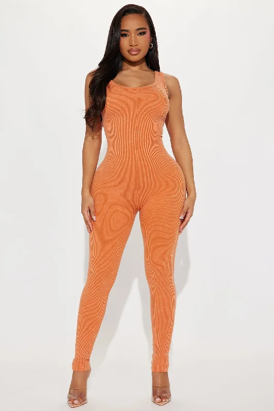 Melissa Washed Seamless Jumpsuit - Orange