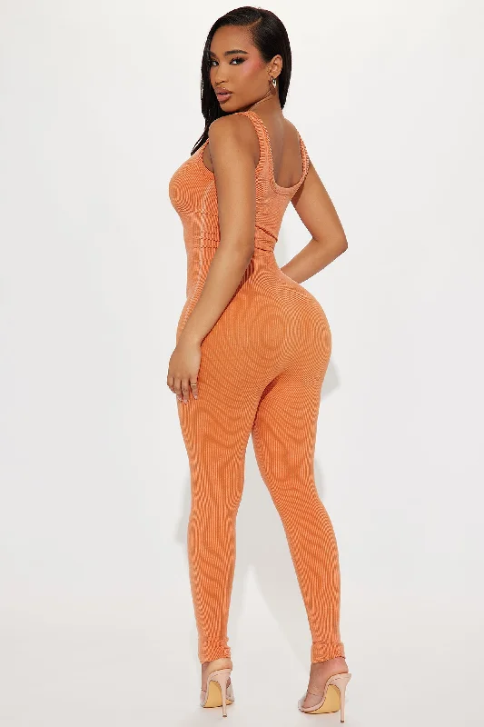 Melissa Washed Seamless Jumpsuit - Orange