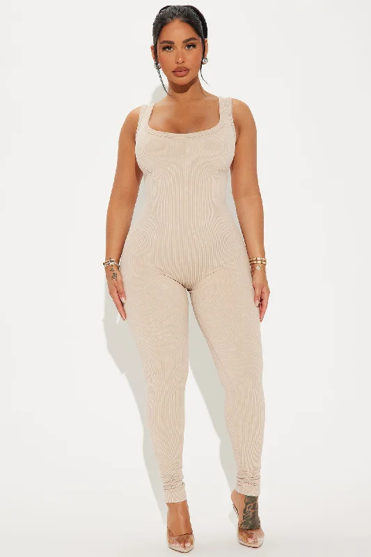 Melissa Washed Seamless Jumpsuit - Taupe