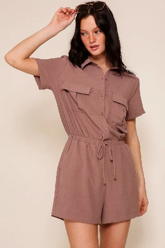 Mocha Button Down Romper