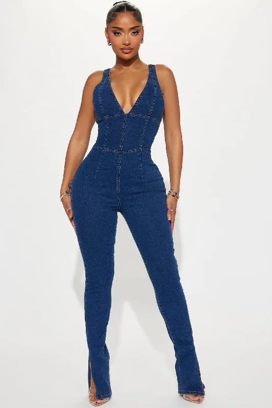 Out West Denim Jumpsuit - Dark Wash