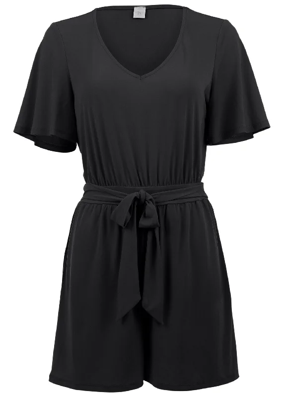 Tie waist romper - Black