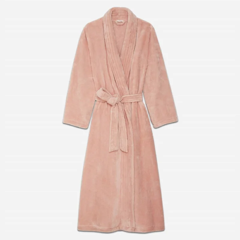 Chalet Recycled Plush Robe In Rose Cloud