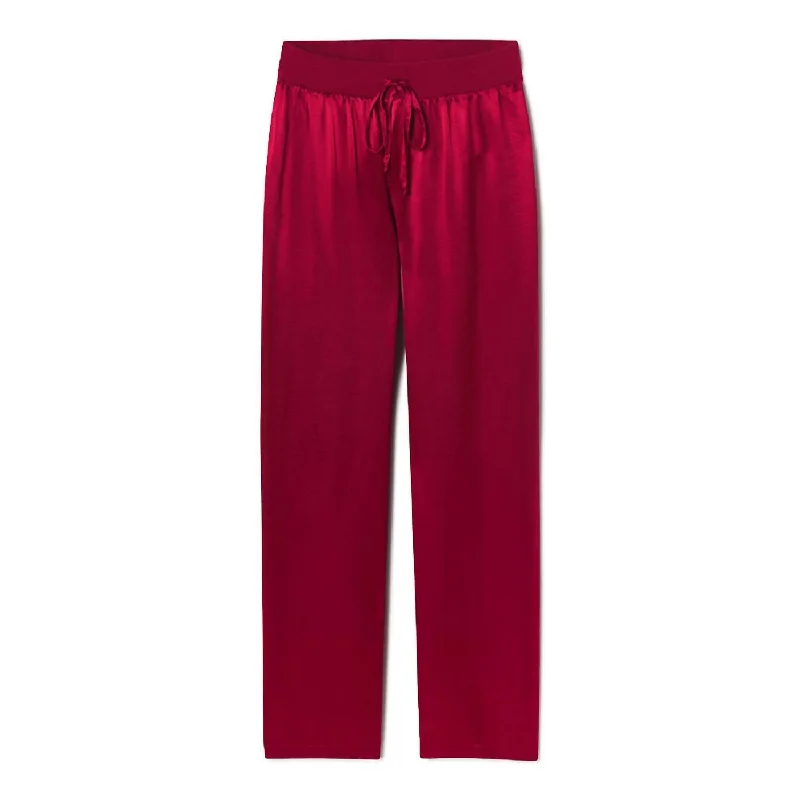 Jolie Satin Pant With Draw String In Red