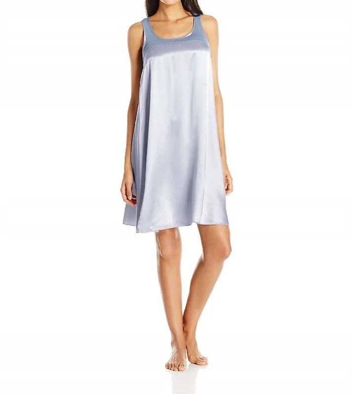 Lindsay Satin And Rib Nightgown In Lavender