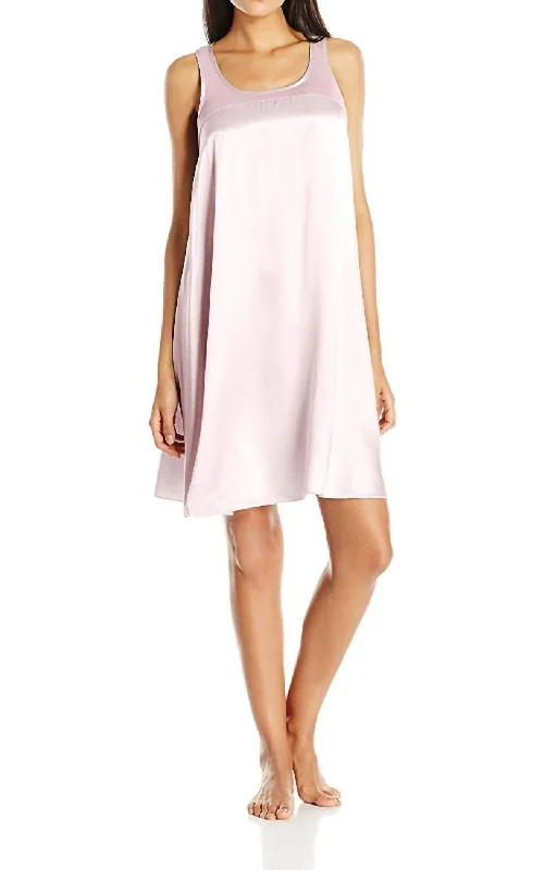 Lindsay Satin And Rib Nightgown X In Blush