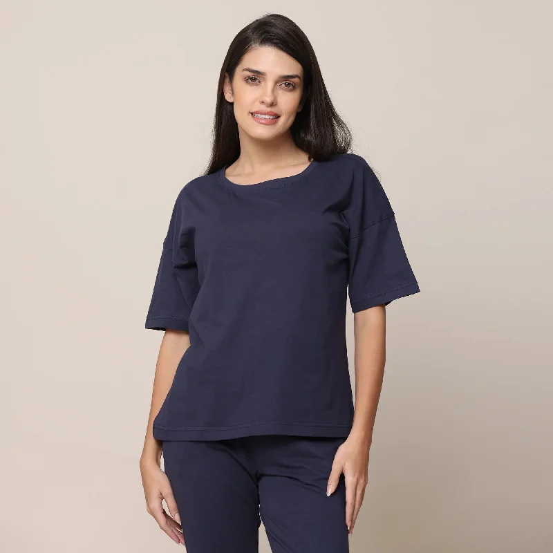 Organic Cotton Lounge Wear Set | Navy Blue