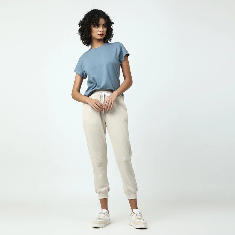 Organic Cotton Women Jogger Set | Blue & Off-White