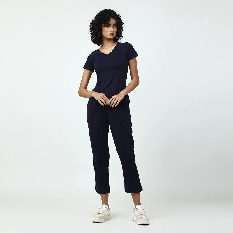 Organic Cotton Women Jogger Set | Navy Blue