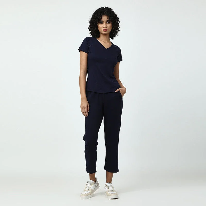 Organic Cotton Women Jogger Set | Navy Blue