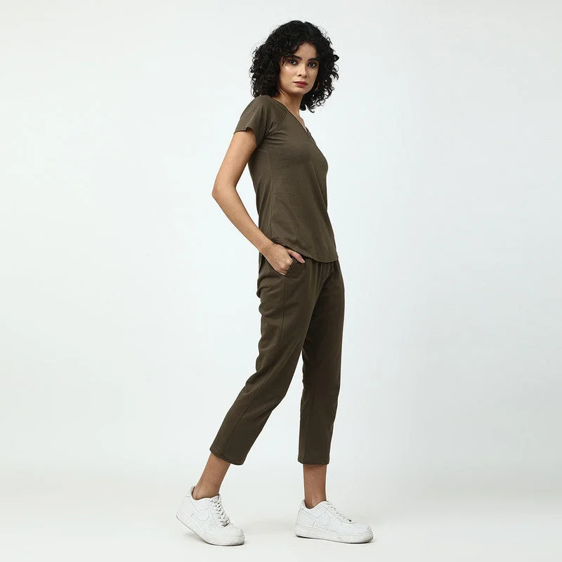 Women Loungewear Set | Organic Cotton | Olive Green