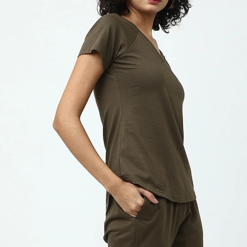 Women Loungewear Set | Organic Cotton | Olive Green