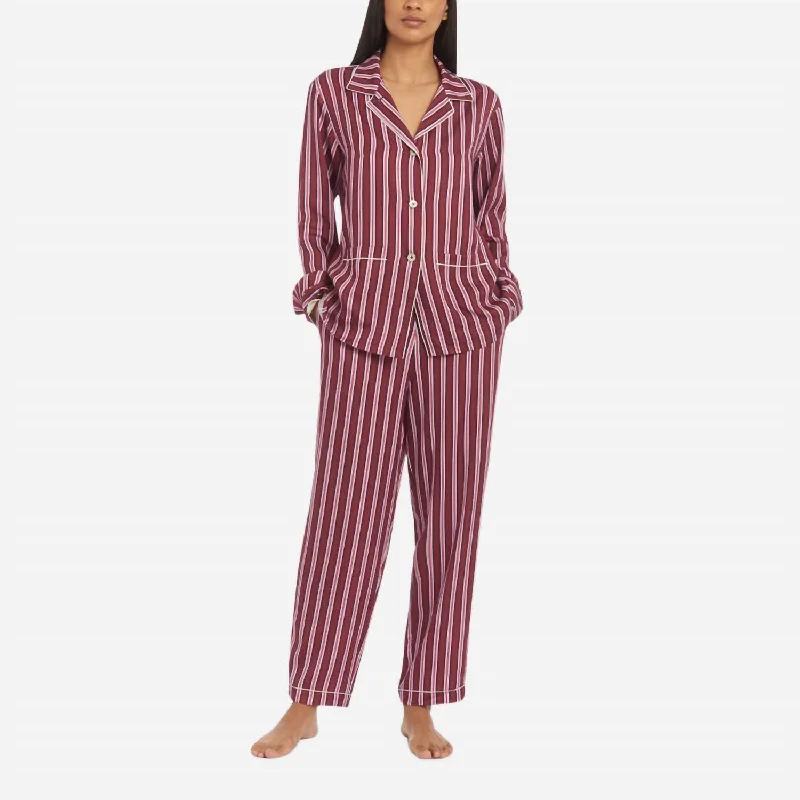 Women's Long Pj Set In Nightshade Multi Stripe