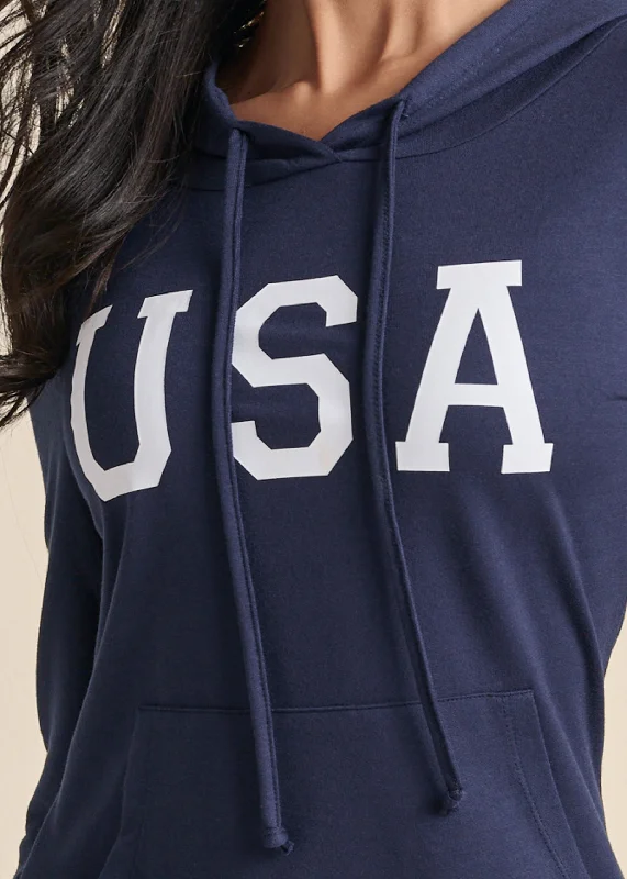 USA hooded lounge dress - Navy