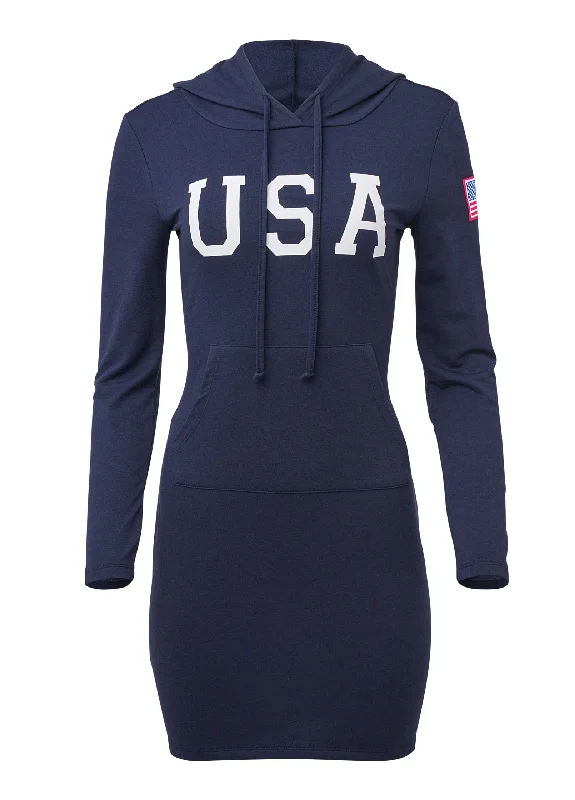 USA hooded lounge dress - Navy