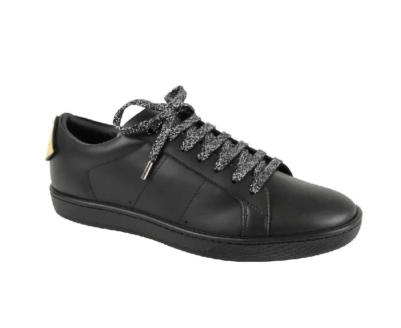 Saint Laurent Men's Black Leather Signature Court Lips Sneaker (41 EU / 8 US)