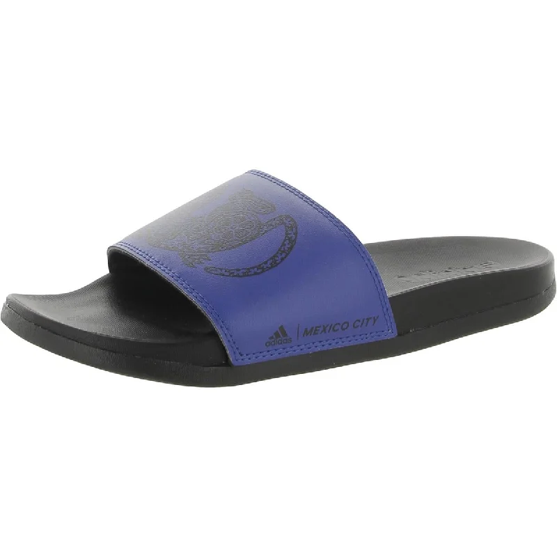 Adilette Comfort Mens Faux Leather Slip On Pool Slides